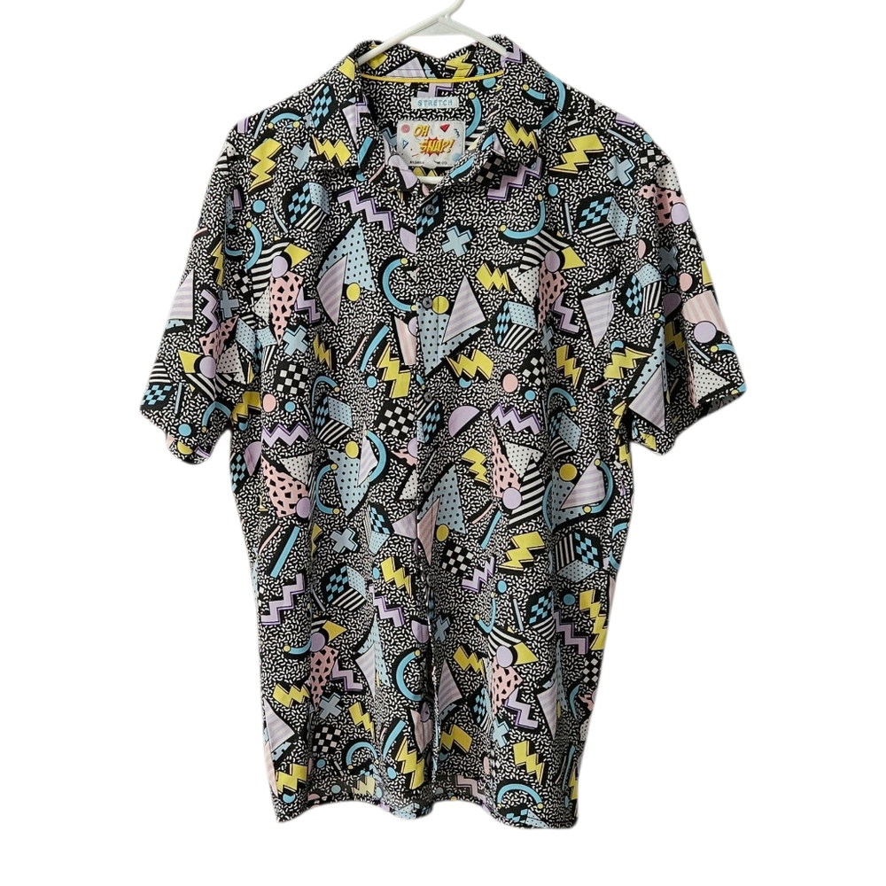 Oh Snap! Drill Clothing Co. Short Sleeve Shirt Men's Large Retro 80's 90's